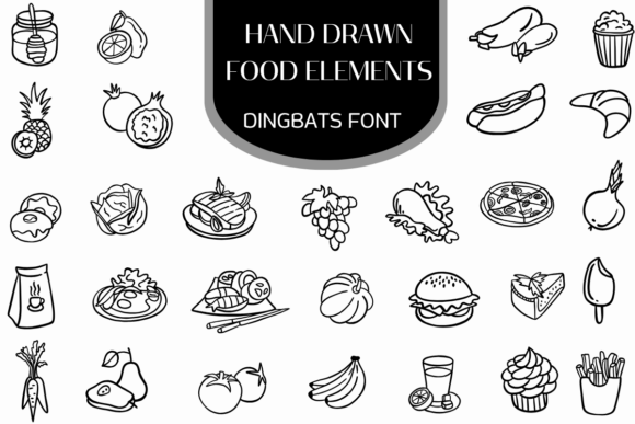 Hand Drawn Food Elements: A Thoughtful Dingbats Font for Editorial Warmth